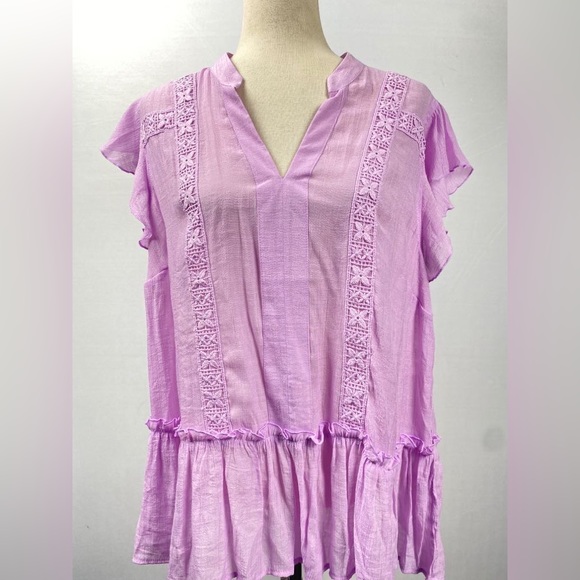 Indigo Rose Lavender Embroidered Top - Picture 1 of 4